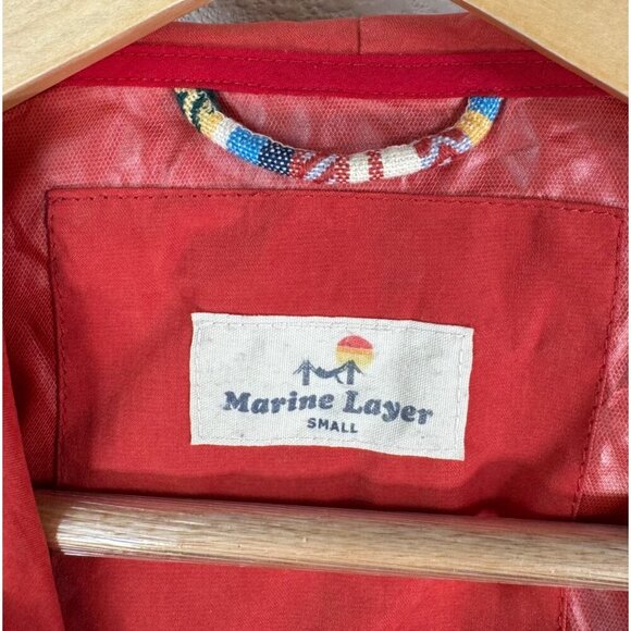 Marine Layer Everett Lightweight Waxed Canvas Jacket Full-Zip Hooded Red Size S - Picture 2 of 10